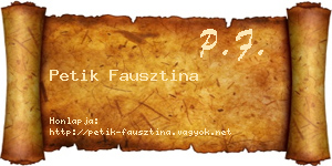 Petik Fausztina névjegykártya